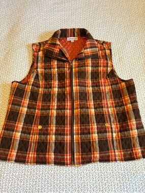 Southern Lady Quilted Plaid Zip Up Vest